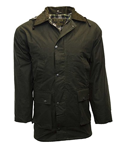 Walker & Hawkes - Mens Unpadded Wax Jacket Countrywear Hunting Waxed Coat - Olive - Large Walker & Hawkes - Mens Unpadded Wax Jacket Countrywear Hunting Waxed Coat - Olive - Large