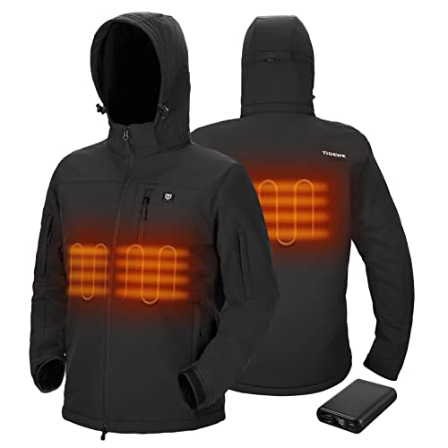 TIDEWE Heated Jacket for Men with Battery Pack, Heated Coat (Black, Size XL)