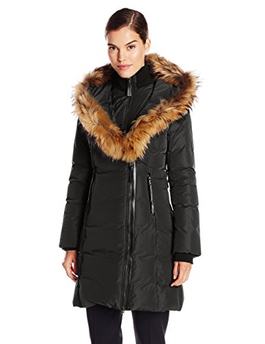 Mackage Women's Kay Down Coat with Fur Trim Hood, Black, X-Small